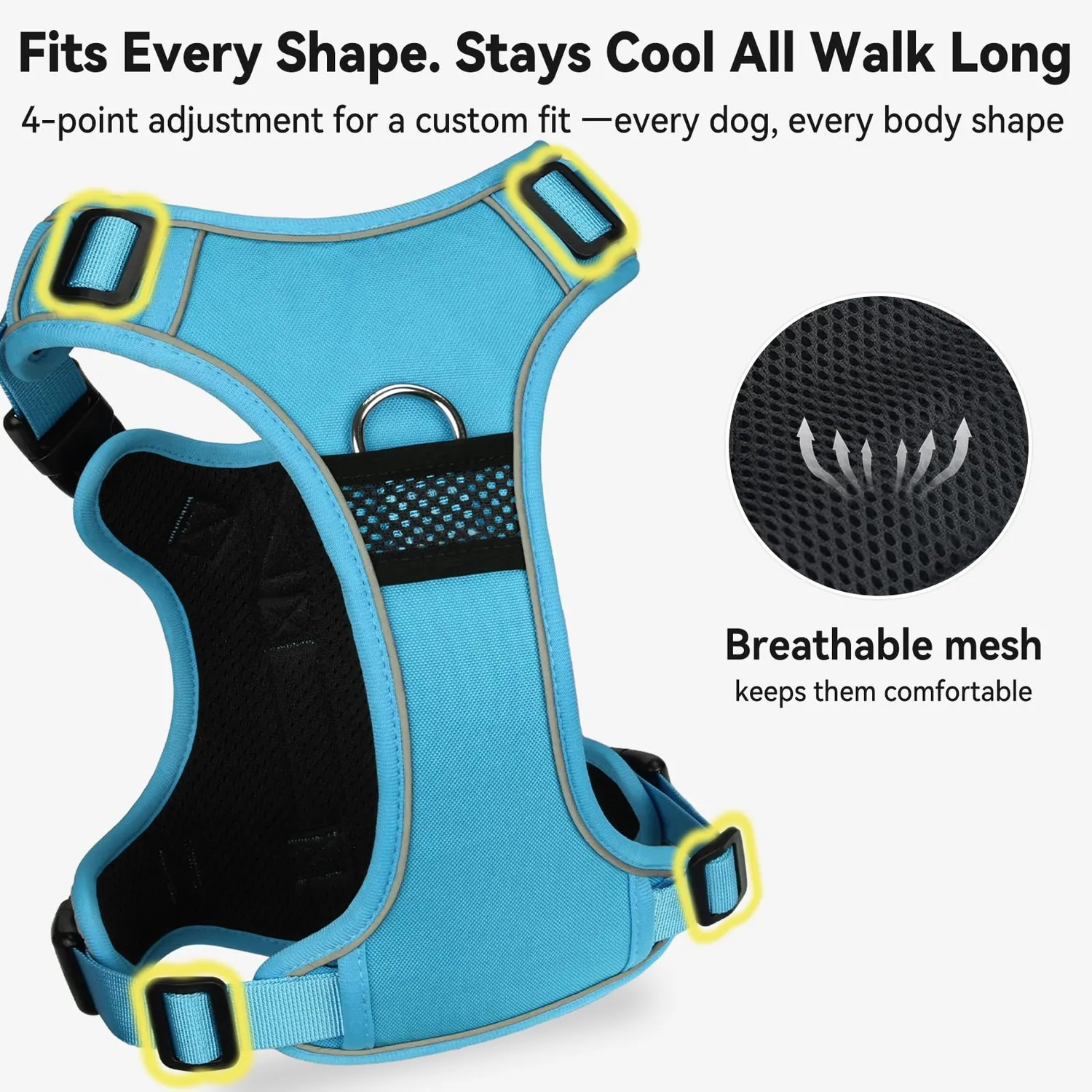 Joytale Pettorina LED Anti Tiro Blu M con Porta AirTag