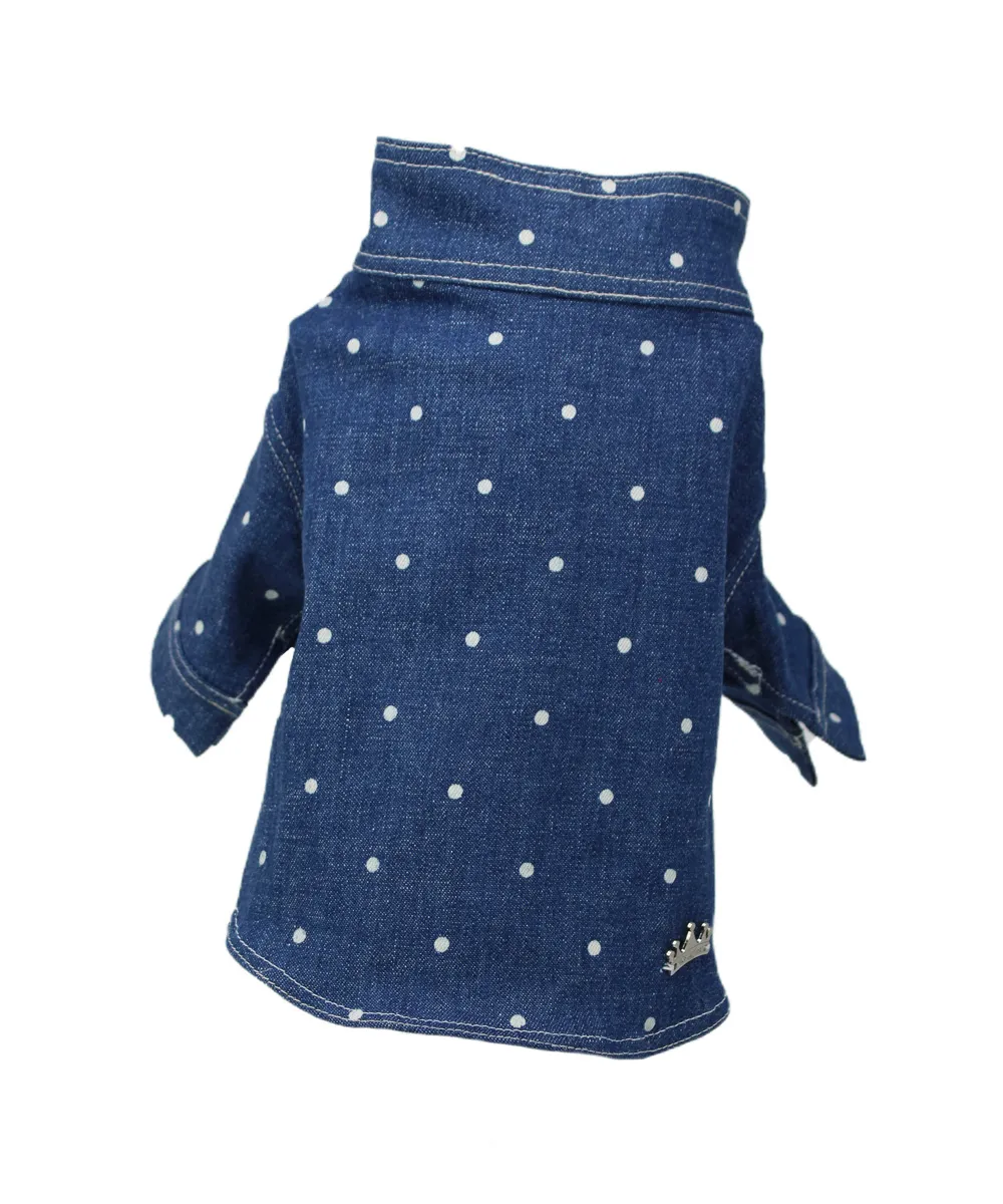 Royal Dog Korean Shirt camicia cane denim pois