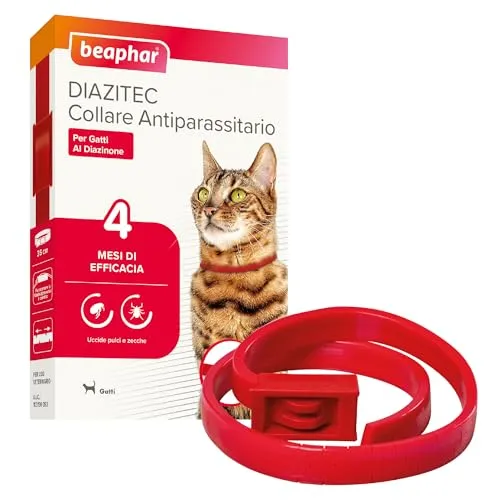 Beaphar Diazitec Collare Gatto 35 cm Rosso 4 Mesi