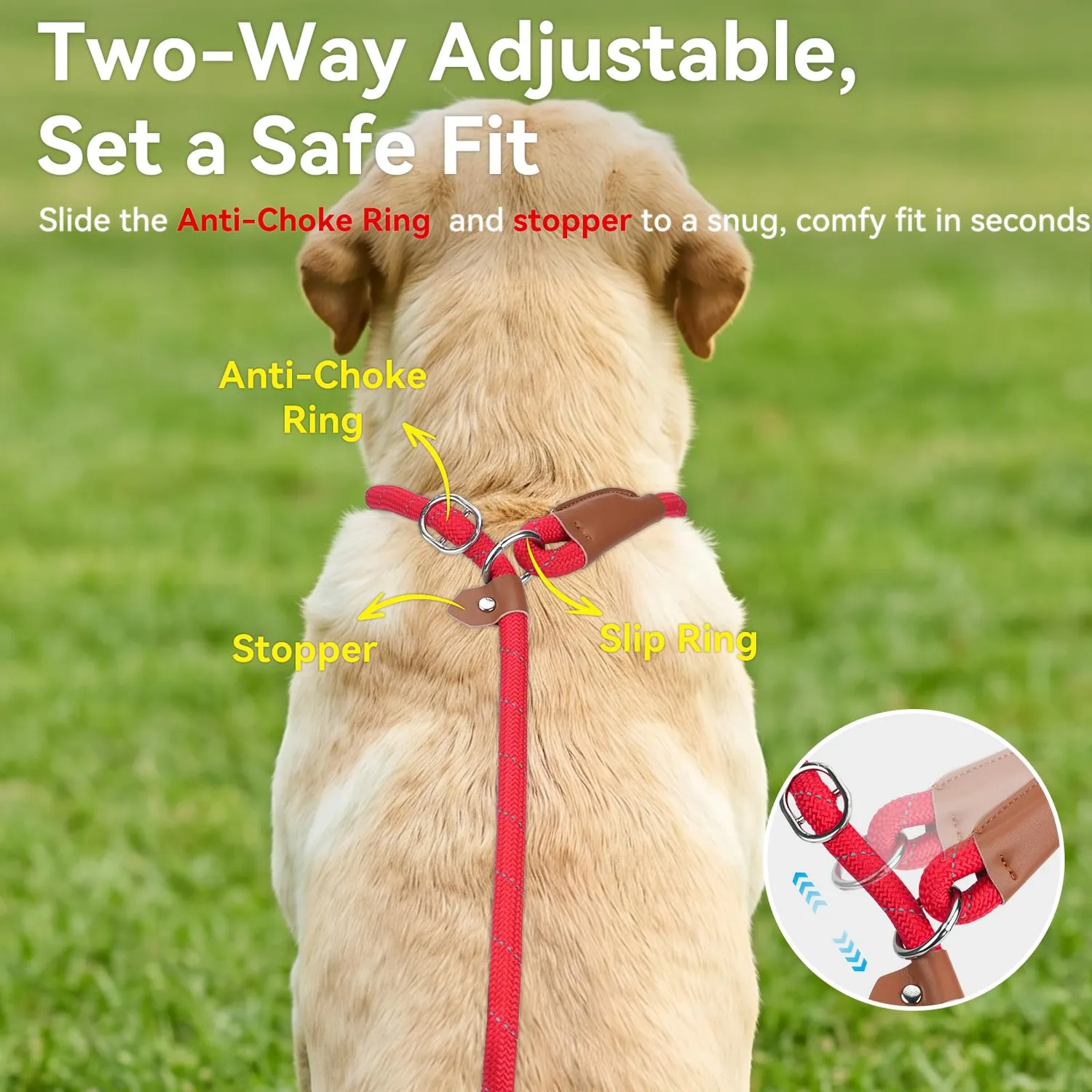 Joytale Guinzaglio a Scorrimento 2-in-1 Rosso 1,8 m x 1,2 cm Anti-Tiro
