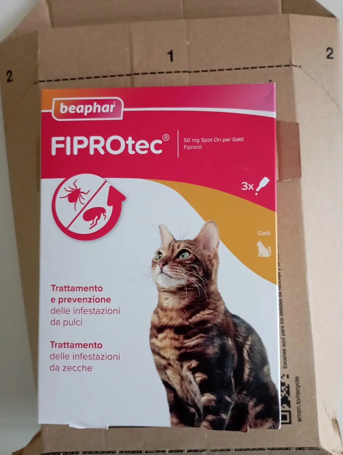 Beaphar FIPROtec Spot On Antiparassitario Gatto 3 Pipette pulci