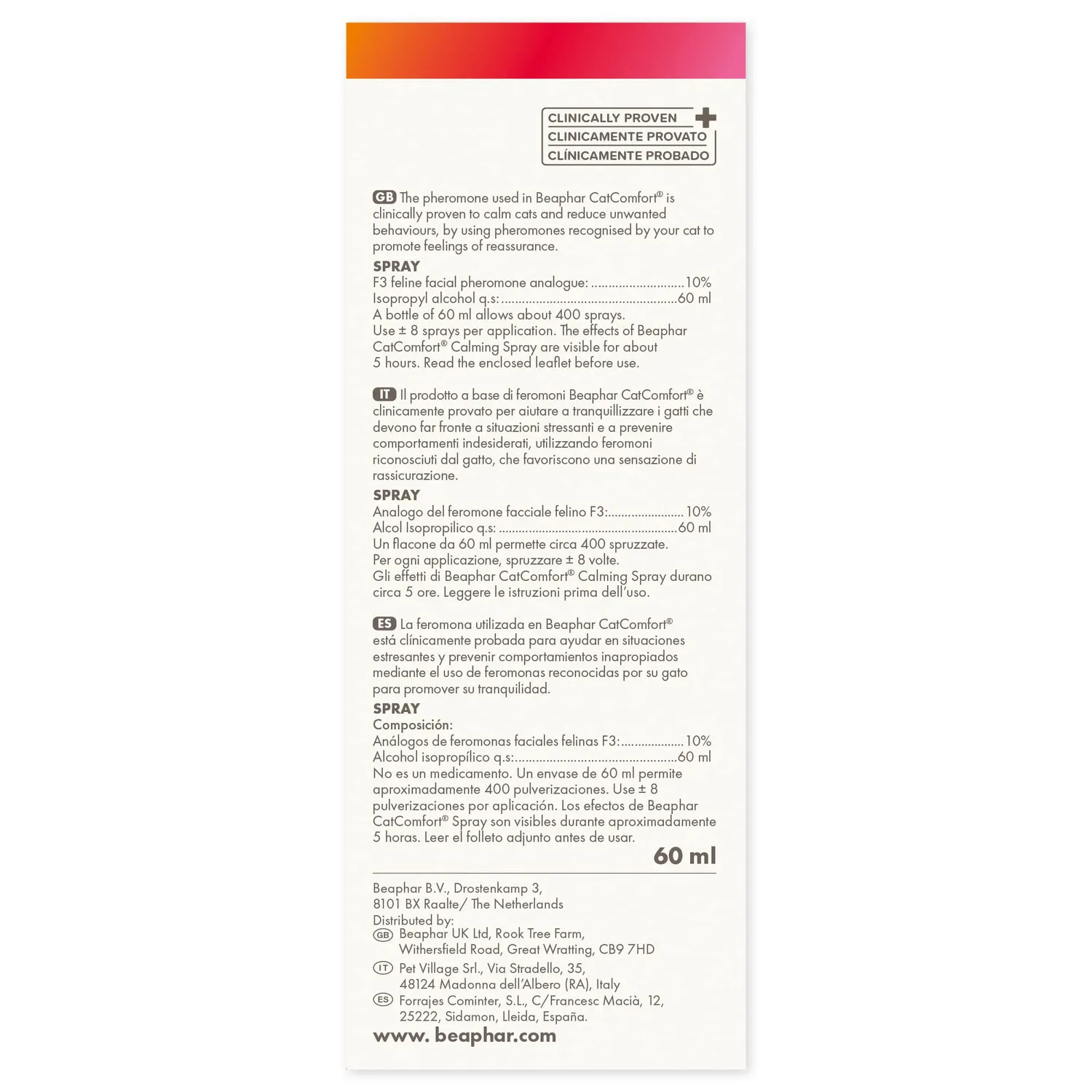 Beaphar CatComfort Spray Gatti 60 ml ai feromoni