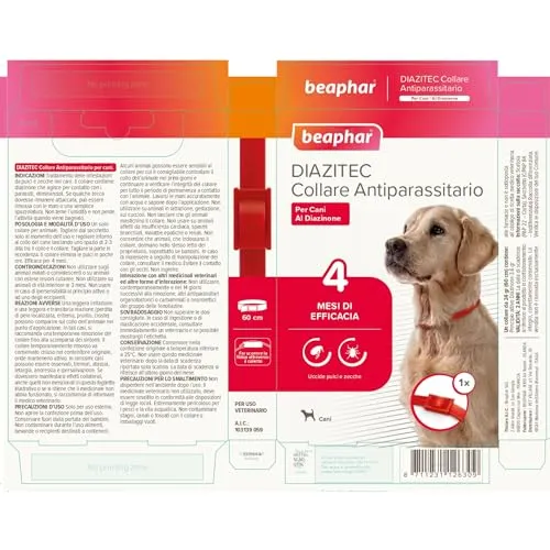 Beaphar Diazitec Collare Cane rosso 4 mesi 60 cm