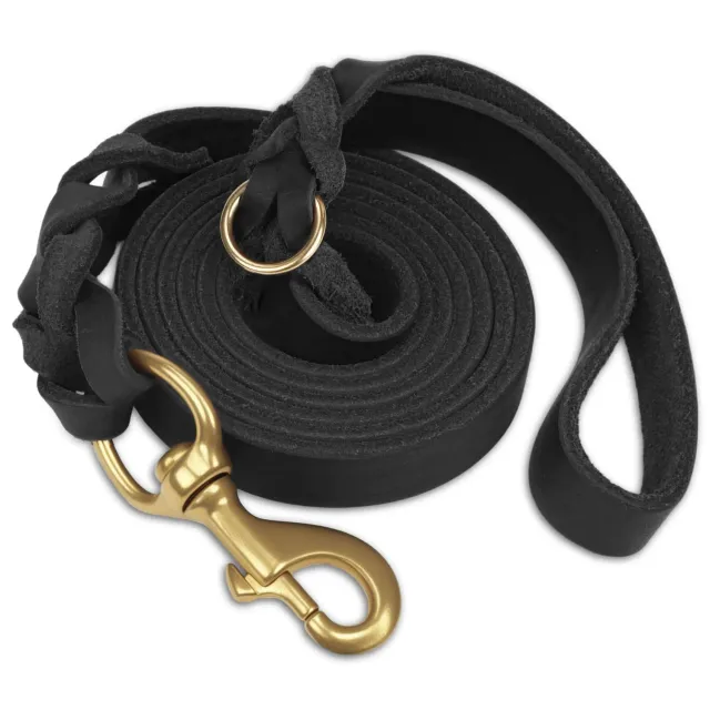 Joytale Guinzaglio in Pelle Nero 180 cm x 2 cm ottone