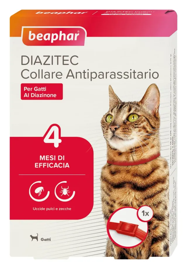 Beaphar Diazitec Collare Gatto 35 cm Rosso 4 Mesi