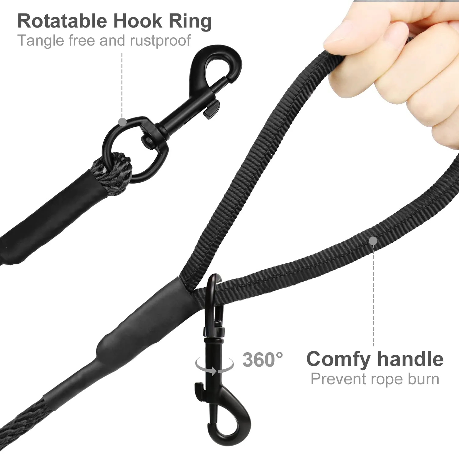 Joytale Guinzaglio Addestramento Cane 10 m nero riflettente