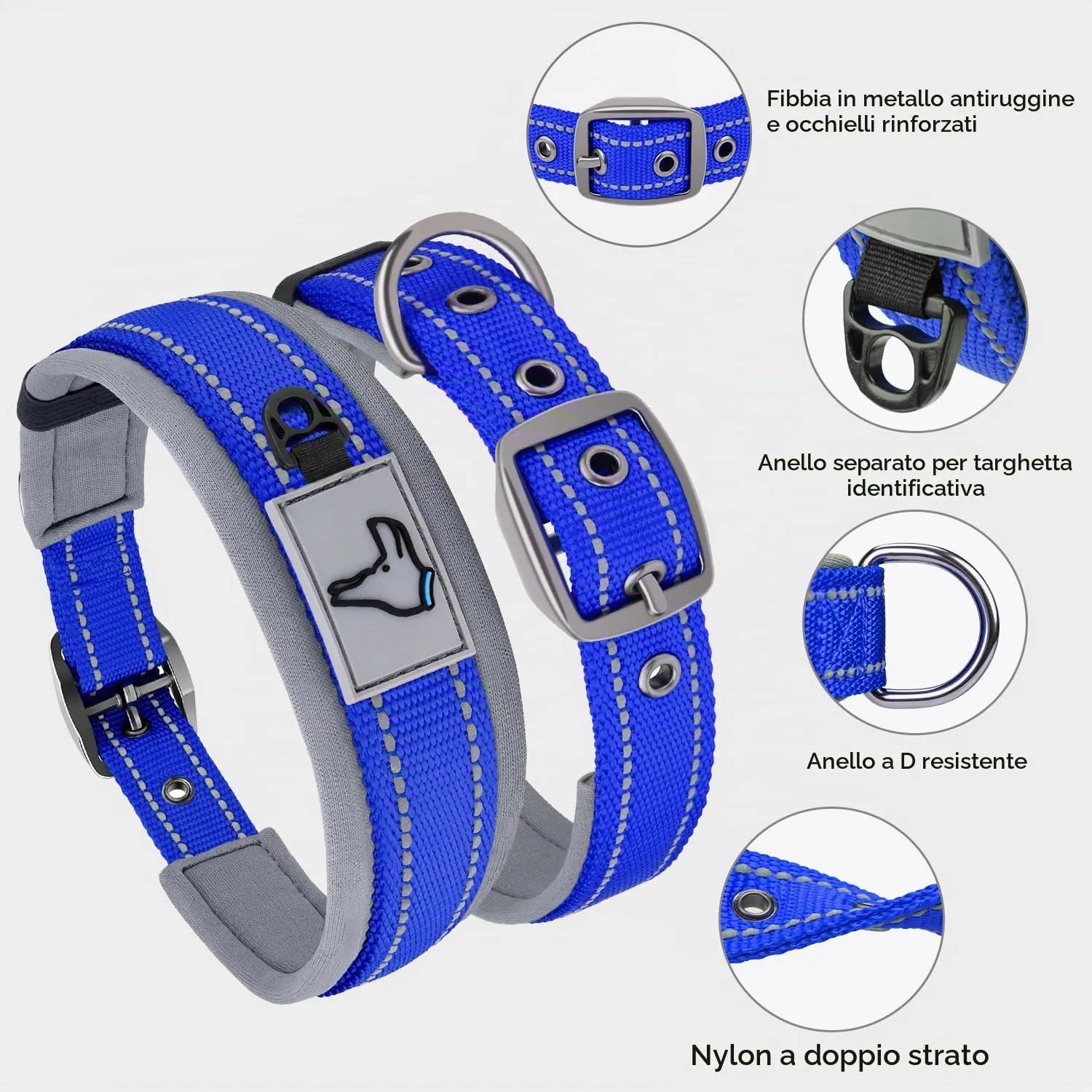 Joytale Collare Cane Imbottito Blu Scuro Taglia S Riflettente