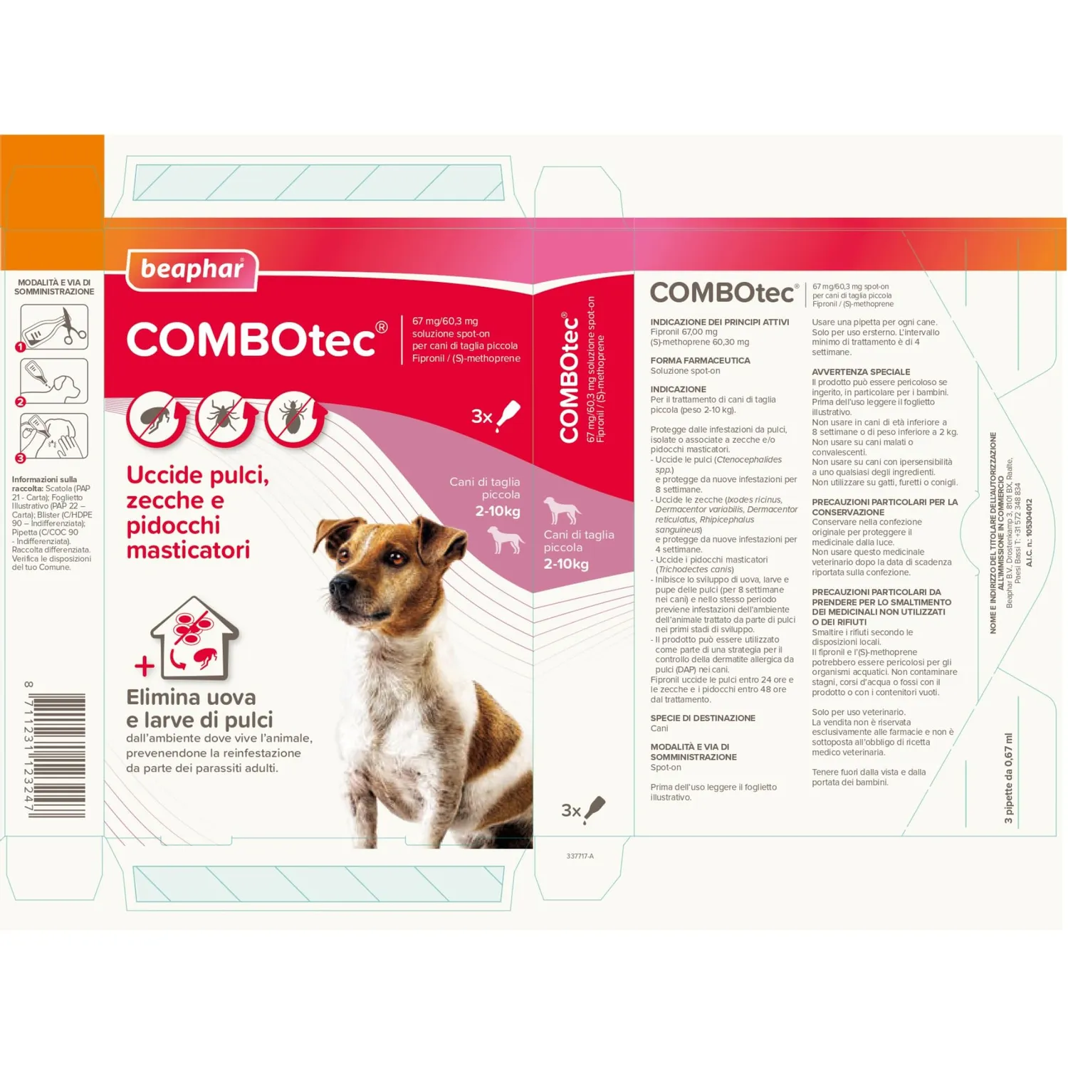 Beaphar Combotec antiparassitario cane 2-10 kg 3 pipette pulci