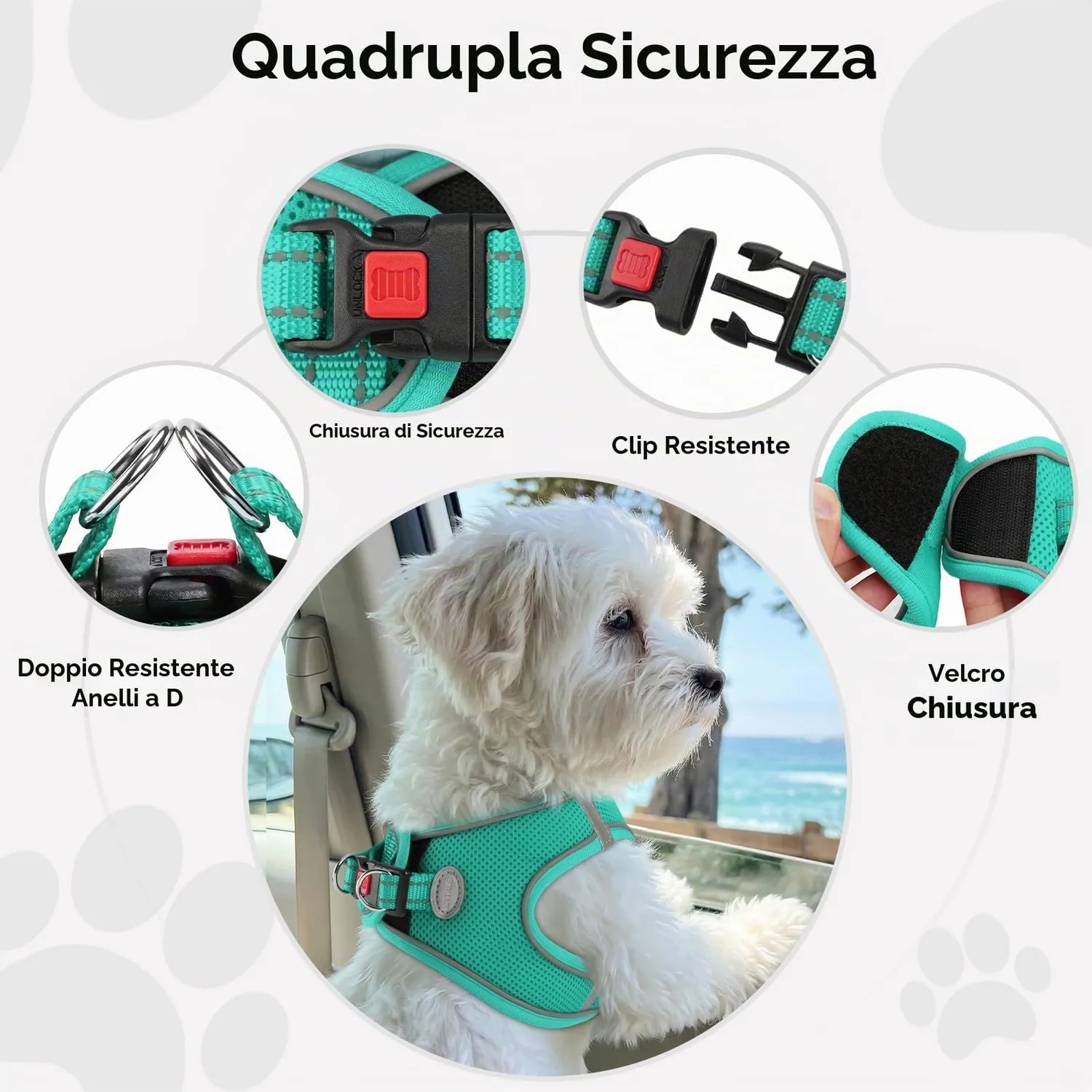 Joytale pettorina cane verde acqua S traspirante anti-soffoco