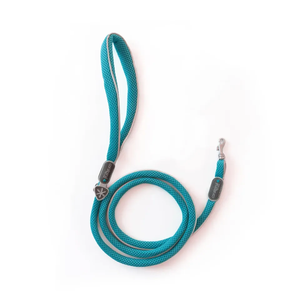 Coralpina Mini guinzaglio cane 150 cm turchese leggero rifrangente