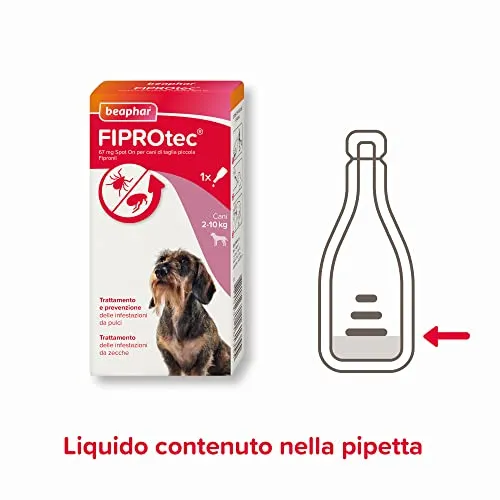 Beaphar FIPROtec antiparassitario cane 2-10 kg 3 pipette pulci