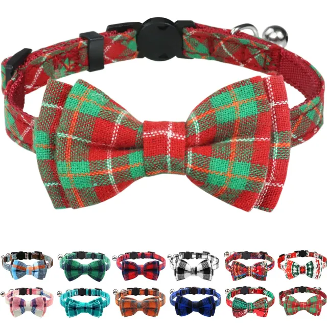 Joytale Natalizio collare gatto plaid rosso verde antistrozzo