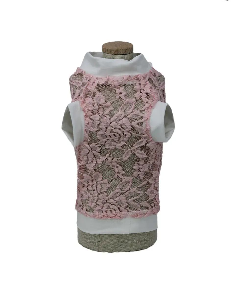 Royal Dog Pizzo Rosa t-shirt cane con spilla
