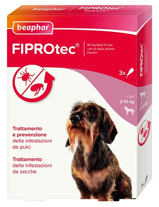 Beaphar FIPROtec antiparassitario cane 2-10 kg 3 pipette pulci