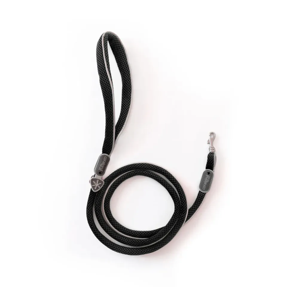 Coralpina Mini guinzaglio cani nero scuro 150 cm rifrangente