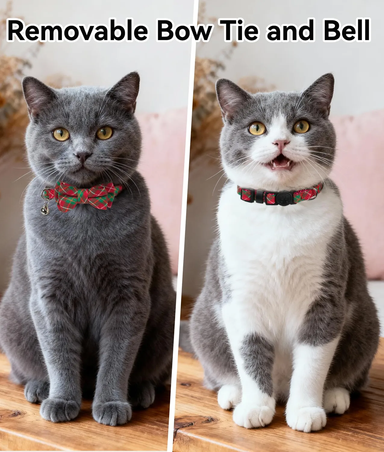 Joytale Natalizio collare gatto plaid rosso verde antistrozzo