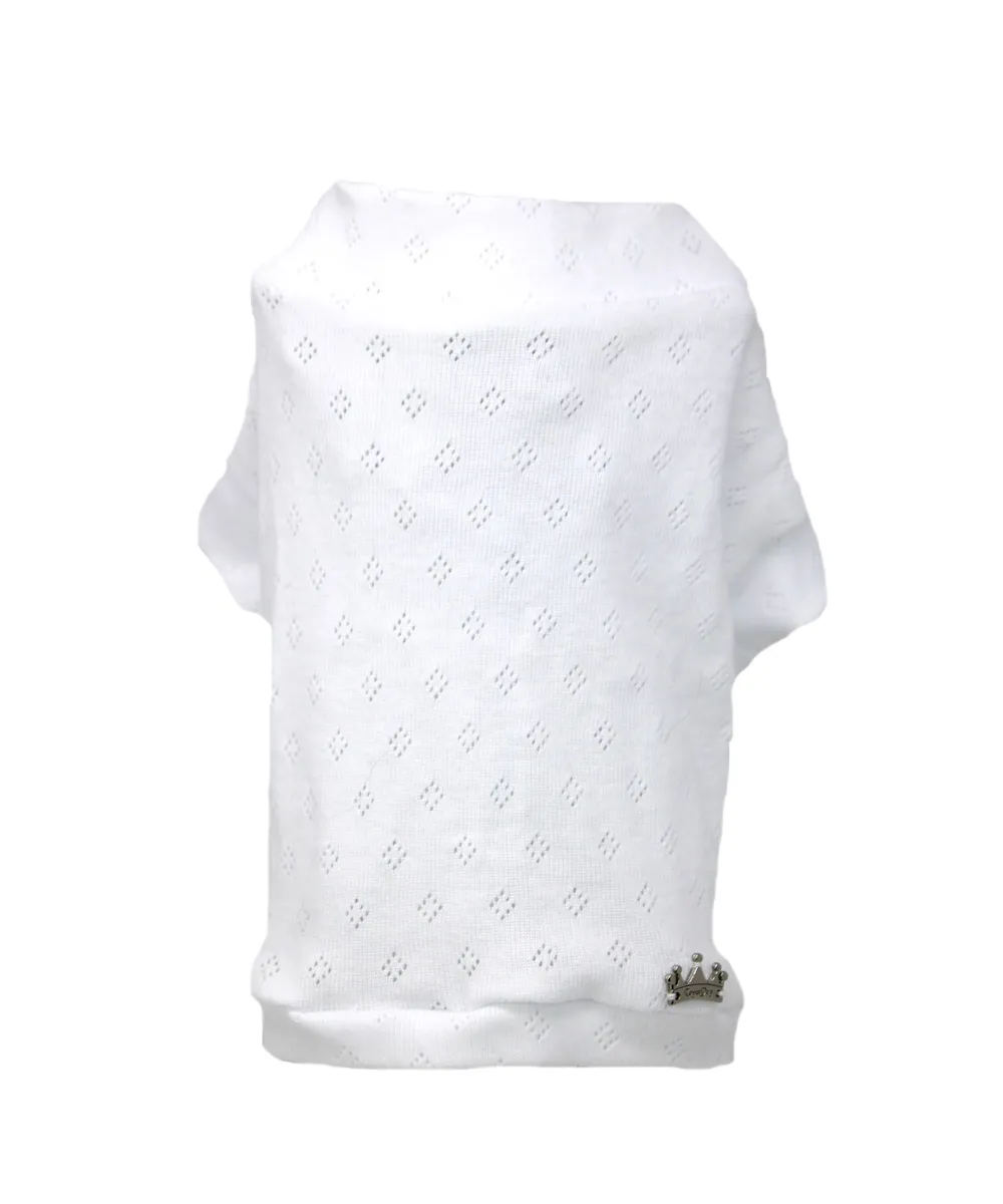 Royal Dog Romantic White t-shirt cane bianca traforata