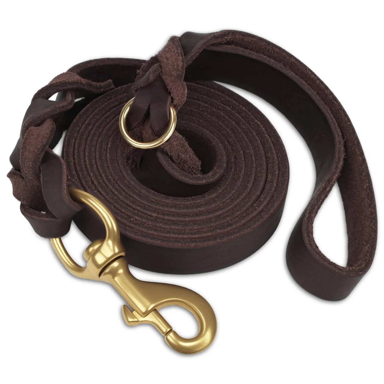 Joytale Guinzaglio in Pelle Nero 180 cm x 2 cm ottone