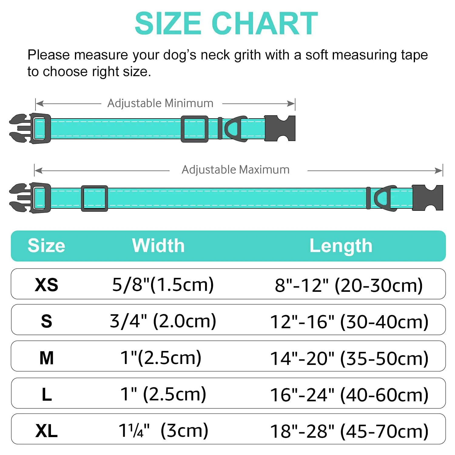 Joytale Collare Riflettente collare L 40-60 cm teal