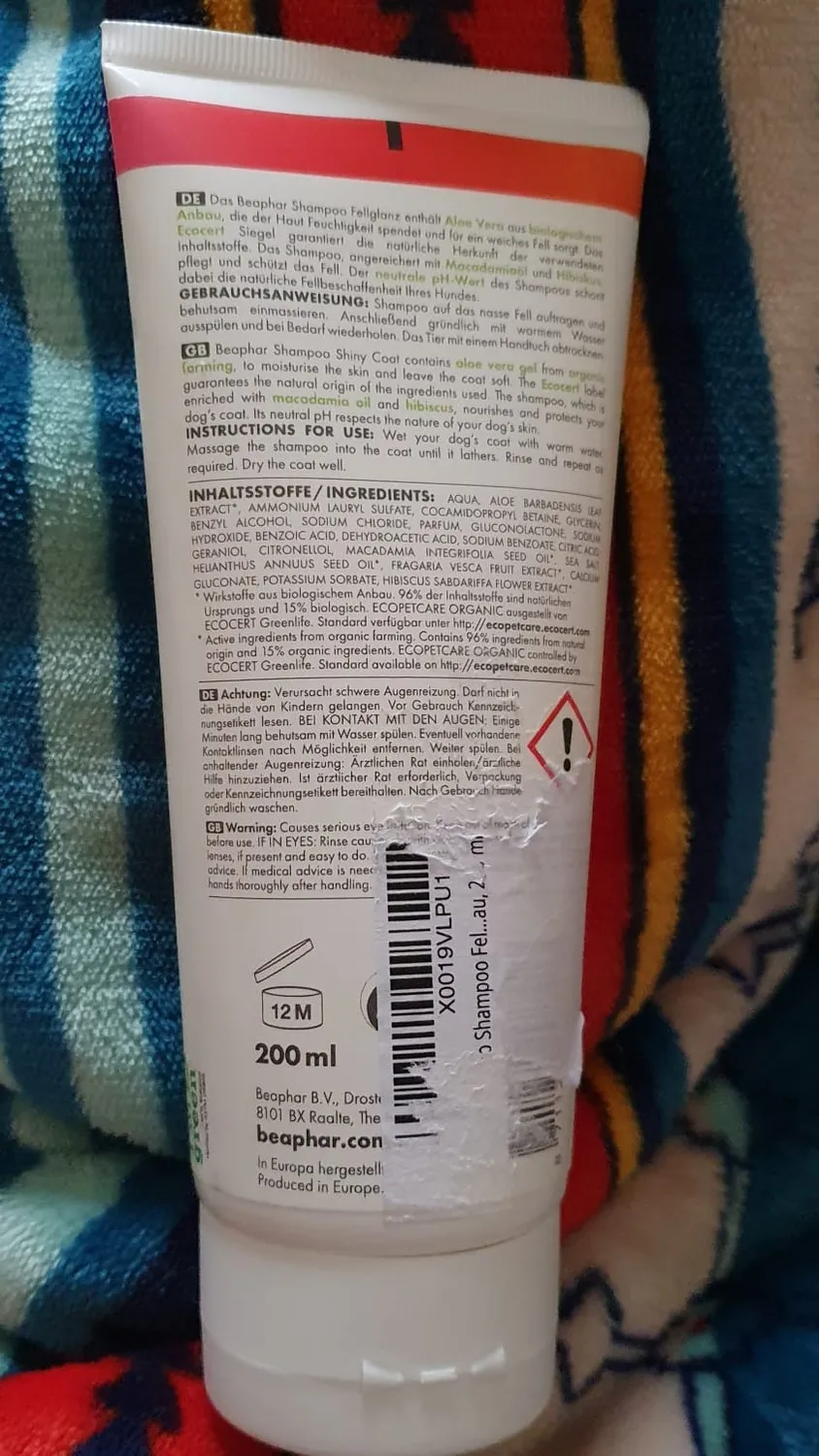 Beaphar Bio Shampoo Manto Brillante shampoo cane aloe 200 ml