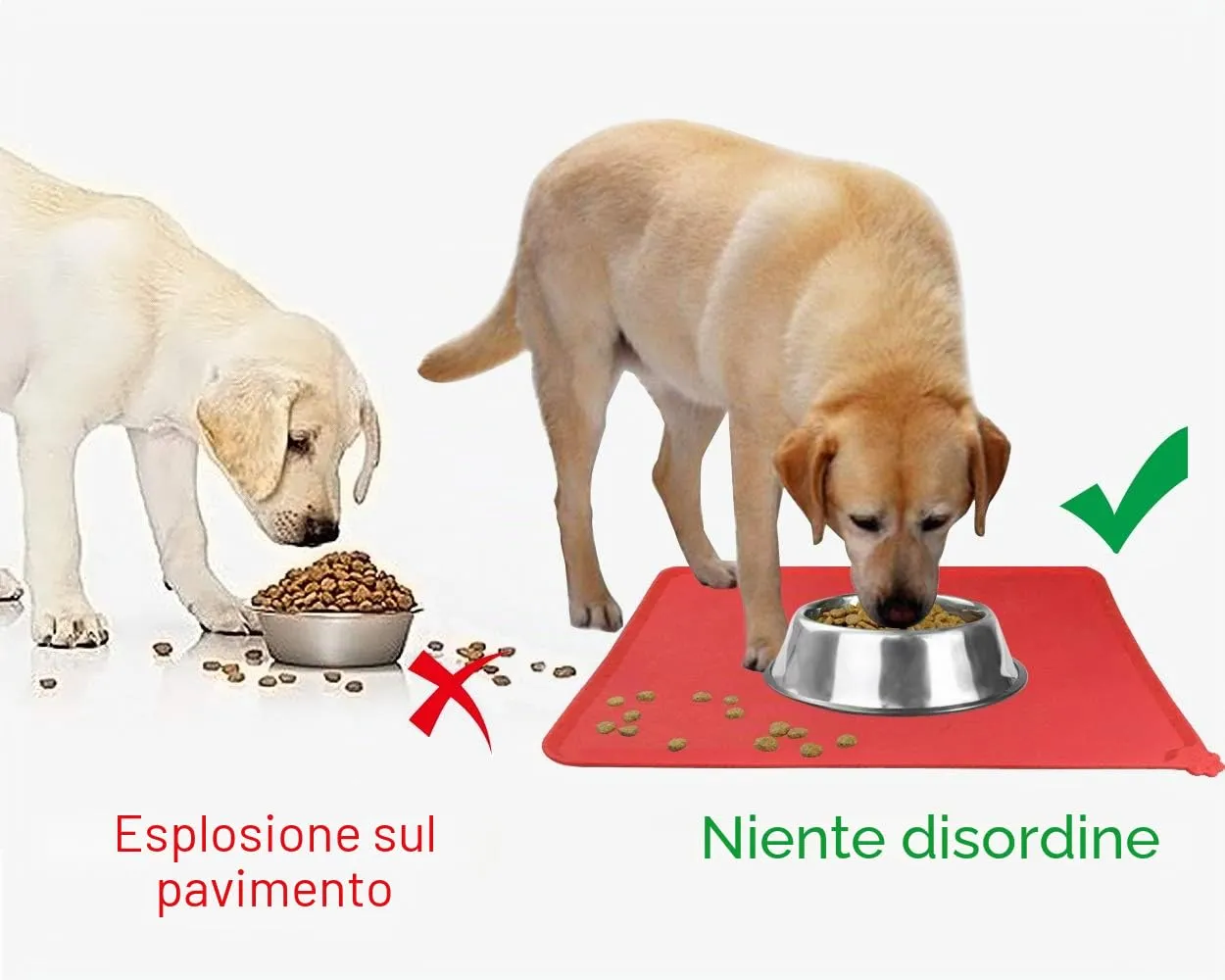 Joytale Tappetino Silicone Ciotole Cane Rosso 47x30cm