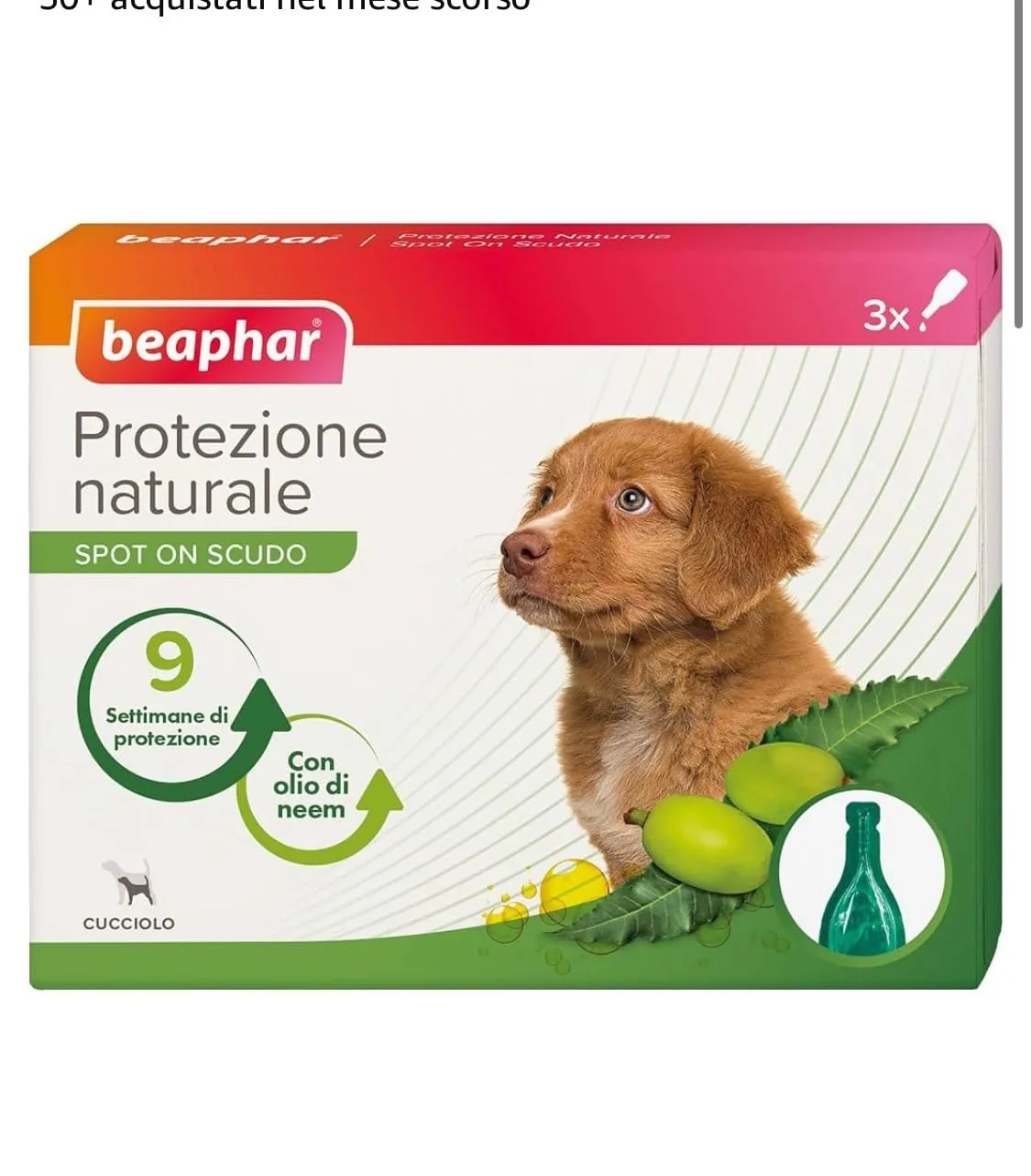 Beaphar Protezione Naturale Spot-On Cane Medio 3 pipette