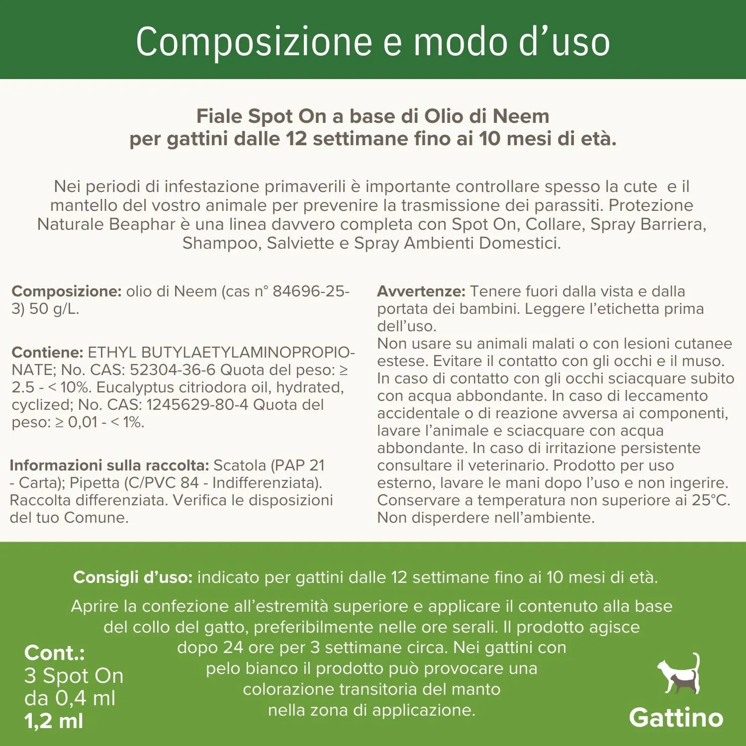 Beaphar Protezione Naturale Spot-On Gattino 3x2 ml
