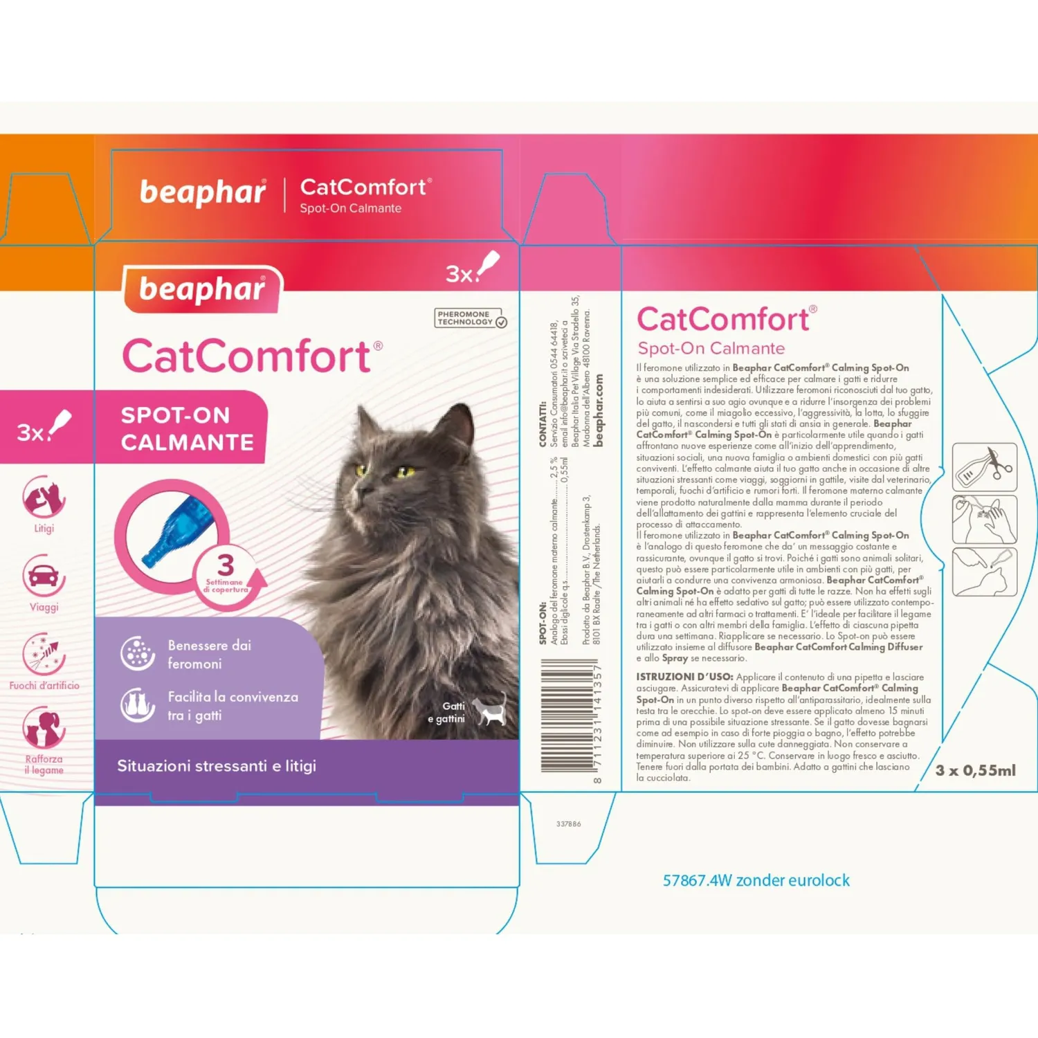 Beaphar Cat Comfort spot on gatto 3 pipette