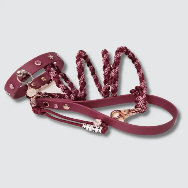 LabArt Dog Strass coordinato guinzaglio collare rubino