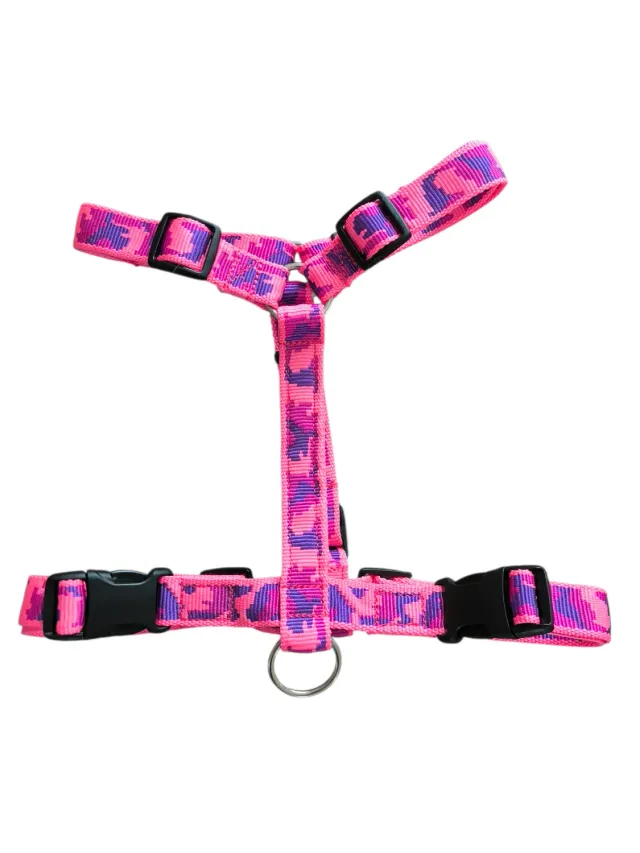 Anja for Dogs Camouflage pettorina fucsia 5 regolazioni