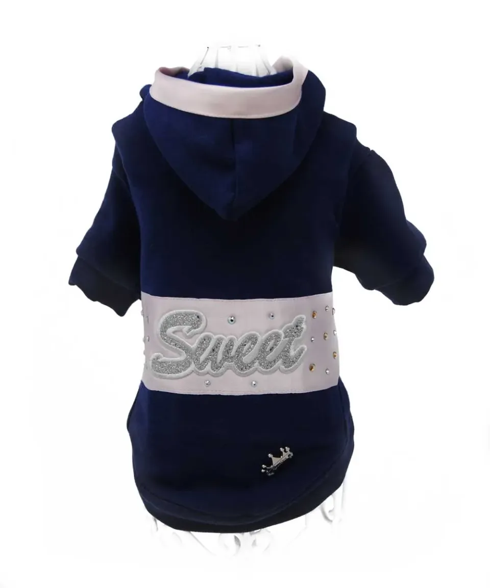 Royal Dog Sweet felpa blu con cristalli
