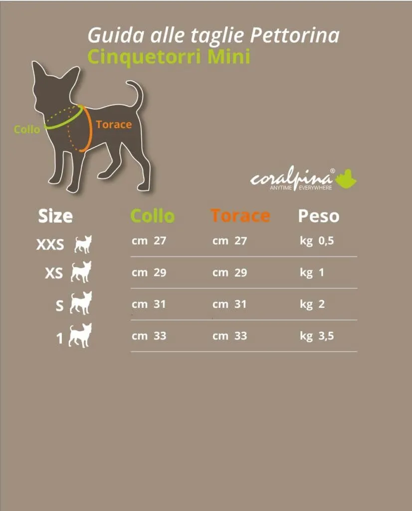 Coralpina Cinquetorri Mini Pettorina 1 Turchese Cani Piccoli