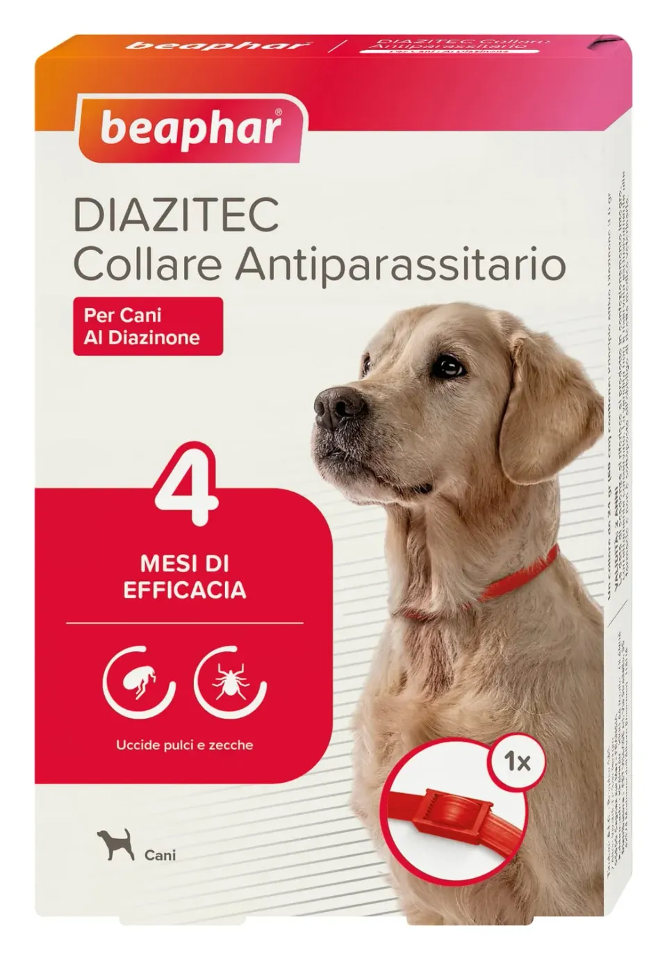 Beaphar Diazitec Collare Cane rosso 4 mesi 60 cm