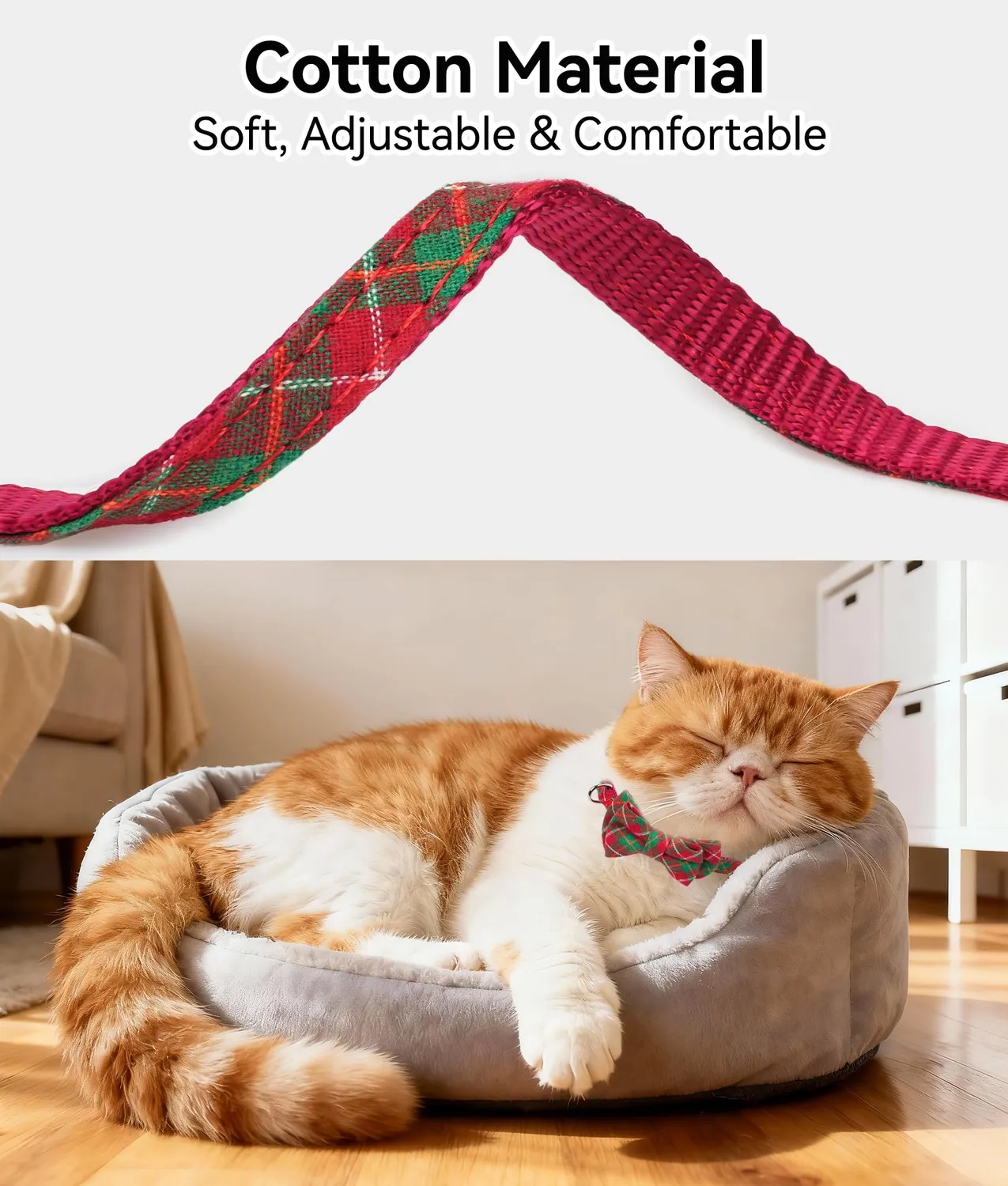 Joytale Natalizio collare gatto plaid rosso verde antistrozzo