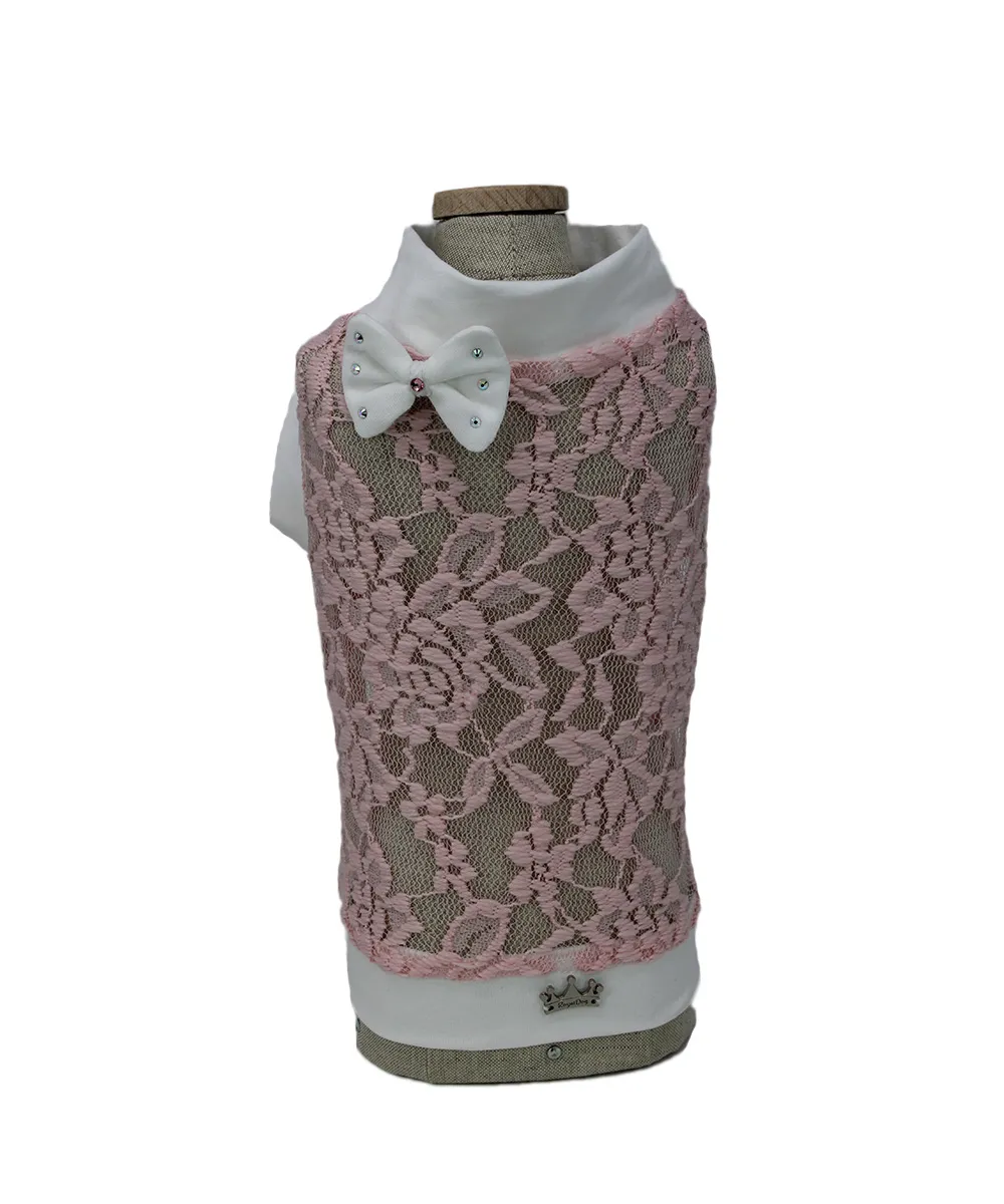 Royal Dog Pizzo Rosa t-shirt cane con spilla