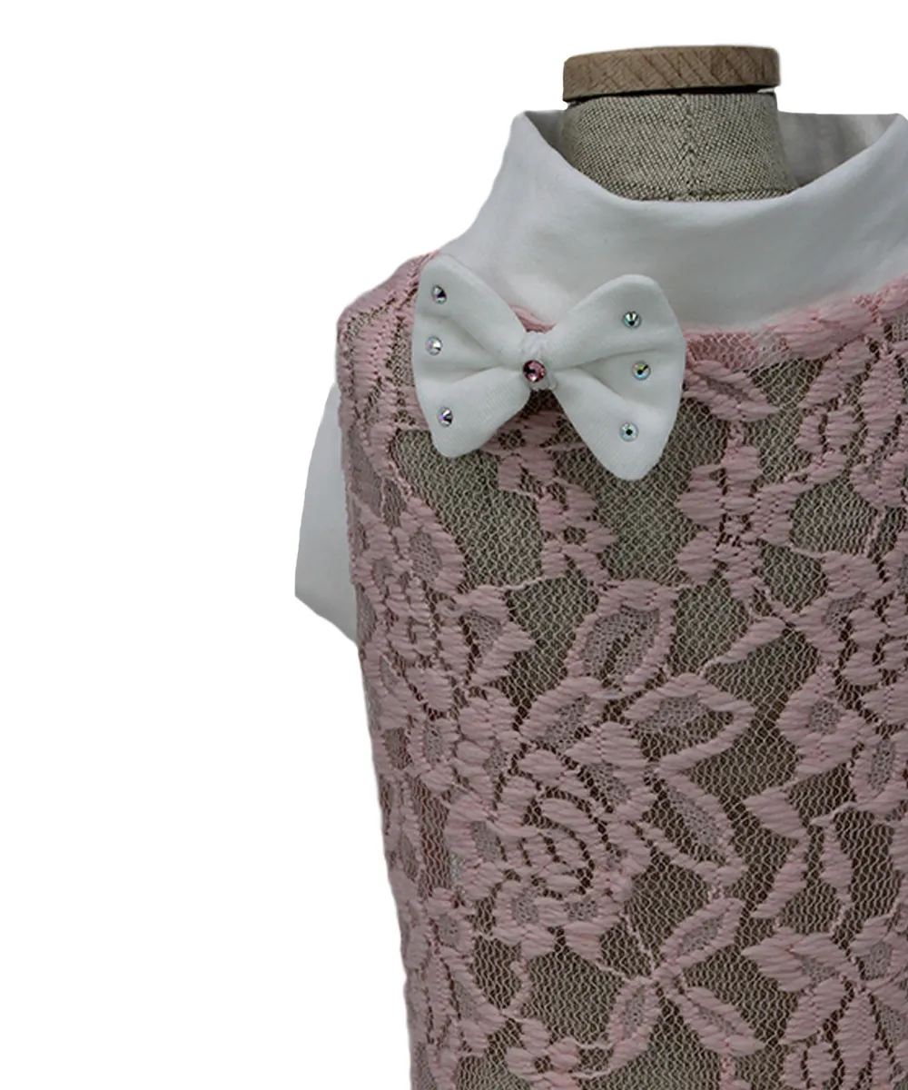 Royal Dog Pizzo Rosa t-shirt cane con spilla
