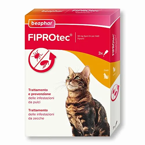 Beaphar FIPROtec Spot On Antiparassitario Gatto 3 Pipette pulci