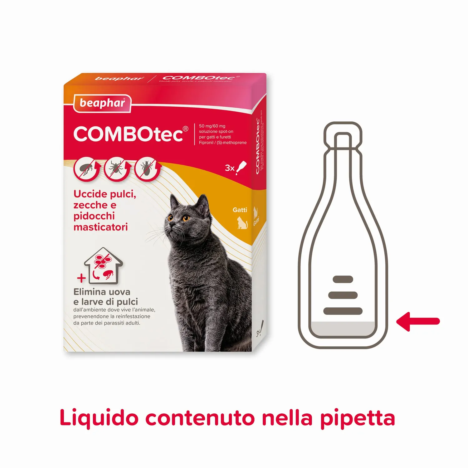 Beaphar Combotec antiparassitario gatti 3 pipette fipronil