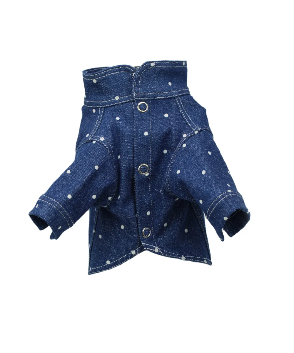 Royal Dog Korean Shirt camicia cane denim pois